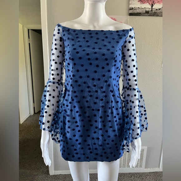 Navy blue dress,long sleeve,party dress,sexy dress,short dress, handmade dress - Picture 2 of 5